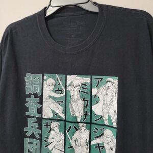 Attack on Titan Graphic T-Shirt Mens XL Black Anime Survey Corps Manga Print